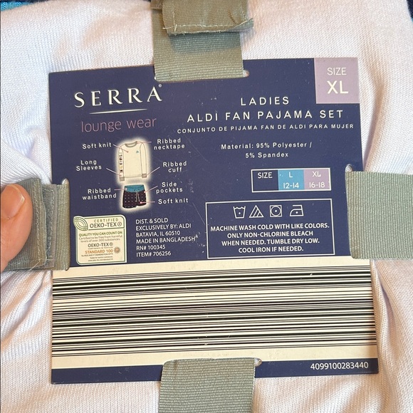 Serra Ladies Aldi Pajama Set - White and Navy - Picture 2 of 2